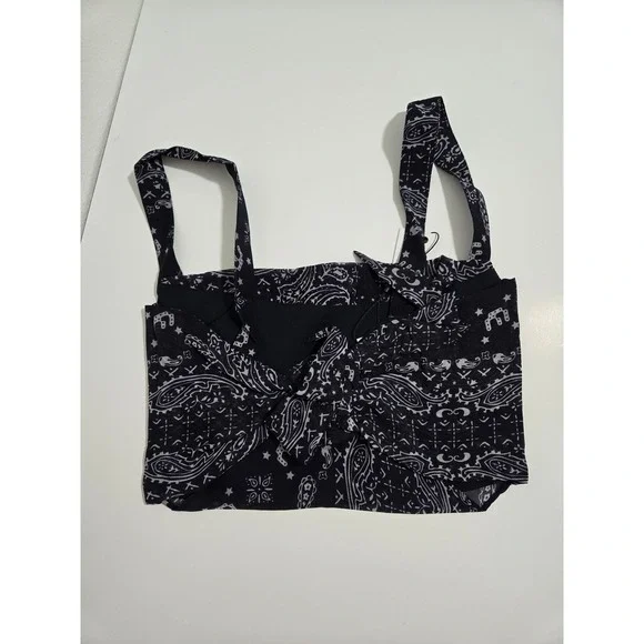 Miaou Tati Top Bandana Navy Silk Blend Corset Style Cropped Camisole Size S - Picture 7 of 11